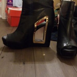 BCBG black high heel boots